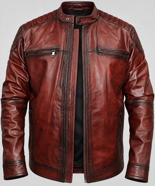Brown Leather Motorcycle Biker Jacket