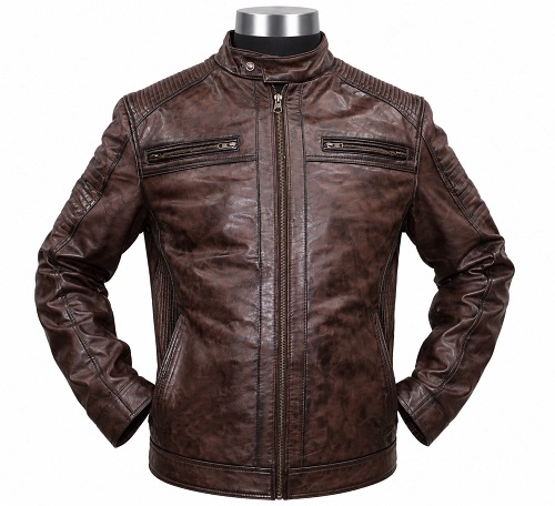 Vintage Brown Leather Biker Jacket