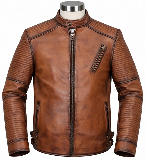 Vintage Brown Leather Motorcycle Jacket