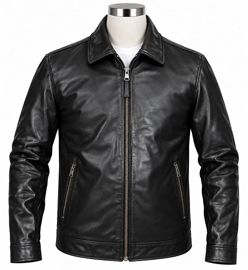 Black Minimalist Leather Jacket